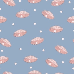 vector hand drawn seamless pattern. sea shell vector. for card, fabric, banner, poster.