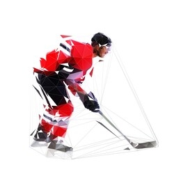 ice hockey player, low poly isolated vector illustration