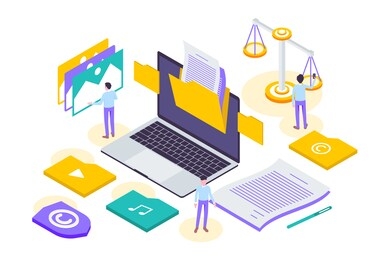 isometric copyright and internet technology law modern illustration, web banners, suitable for diagrams, infographics, book illustration, game asset, and other graphic assets