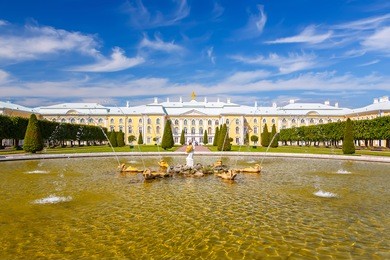 park in peterhof, st petersburg, russia