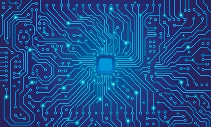 circuit board. blue abstract technology background. motherboard vector illustration