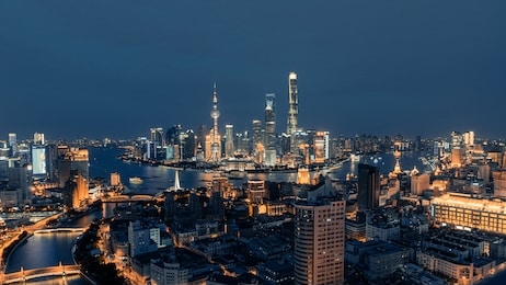 
shanghai bund and pudong,
city skyline night