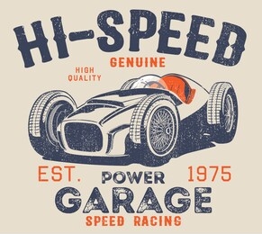 vector hot rod race car illustration for tshirt print