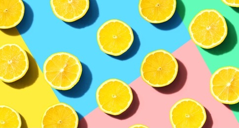fresh yellow lemons overhead view - flat lay