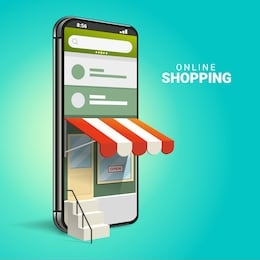 3d online shopping on websites or mobile applications concepts of vector marketing and digital marketing. with isometric smartphone design and perspective illustration. for online store promotion.