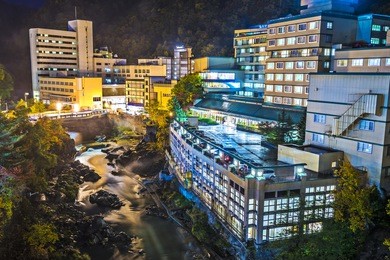 hot spring resort town of jozankei, hokkaido, japan near sapporo.