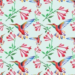 hummingbird seamless pattern
