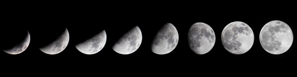 poster taken over the course of the lunar cycle to form a moon cycle print.