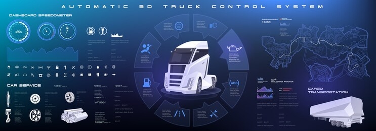 diagnostics of the state of the truck chassis and the entire electronic control system. analysis and diagnostics autonomous smart truck. unmanned truck control system. autonomous smart truck