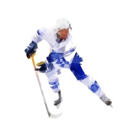 ice hockey player, isolated low polygonal vector illustration