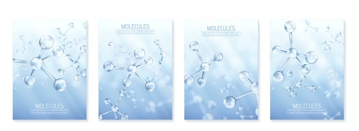 glass molecules model. reflective and refractive abstract molecular shape. vector illustration