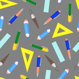 pattern pencils ruler stationery equipment back to school teaching student vector seamless pattern