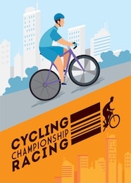 cycling championship racing poster with man in bike vector illustration design