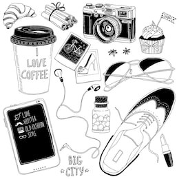 hand-drawn fashion elements