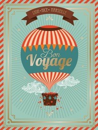 vintage hot air balloon bon voyage template vector/illustration