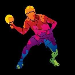 ping pong player, table tennis action cartoon graphic vector
