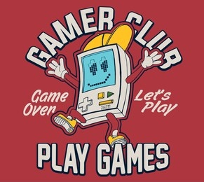 vector video game and retro game consol illustration for tshirt print