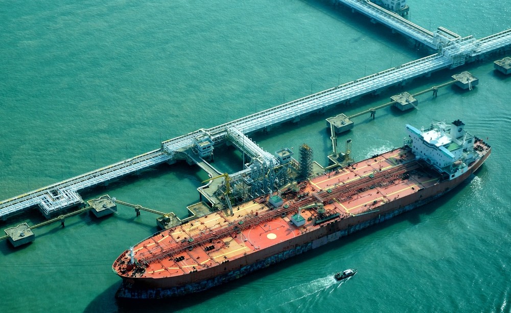 oil tanker at refinery plant                               