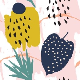 modern abstract collage. vector illustration hand drawn. 
colorful trendy seamless pattern. abstract floral elements digital collage.  