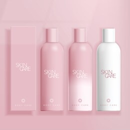 vector skincare / cosmetics / healthcare boston bottle in pink background