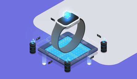 concept for smart watch, fitness tracker. modern isometric illustration.