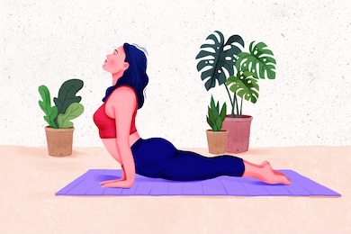 young woman woman doing yoga for yoga day celebration. illustration isolated on white background.