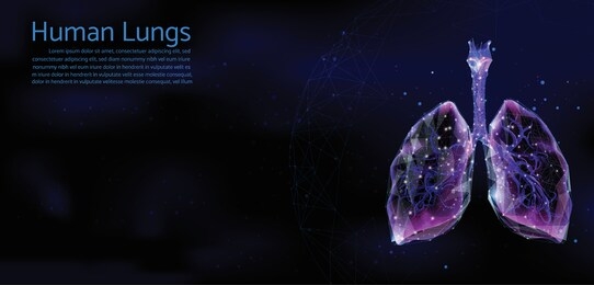 human lungs in the form of a starry sky. banner concept, the treatment of of lung diseases,lungs of healthy person. abstract technology vector illustration with polygon, line, connecting dots, isolate
