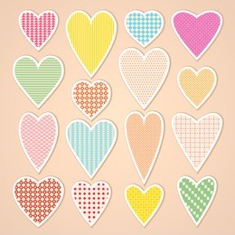 stickers with hearts. retro style.