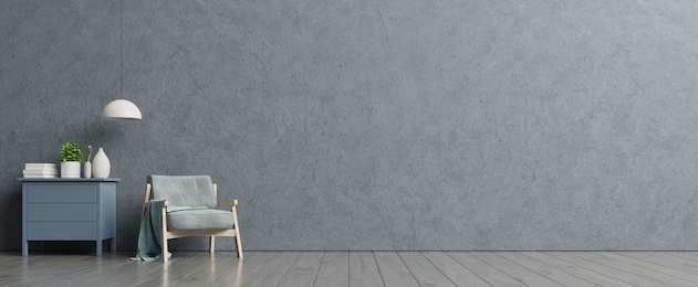 loft style house with armchair and accessories in the room. 3d rendering