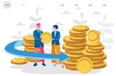 return on investment, income growth, long term investment, vector illustration for web banner, infographics, mobile. savings account, finance consolidation, budget planning.