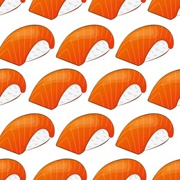 vector seamless pattern with salmon nigiri sushi. beautiful food design elements.