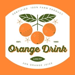 orange drink with juice. healthy fruit beverage. oranges fruits with leaves and flowers. simple fruit illustrations.