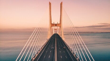 vasco da gama bridge in lisbon, portugal.