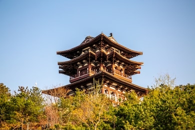 ancient architecture in nanhu park, tangshan city, hebei province, china