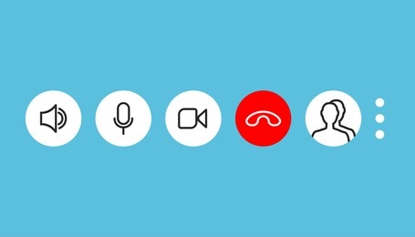 video call screen template. video cal icons set. vector illustration