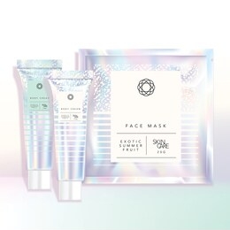 vector holographic cosmetic healthcare tube & face mask sachet set theme