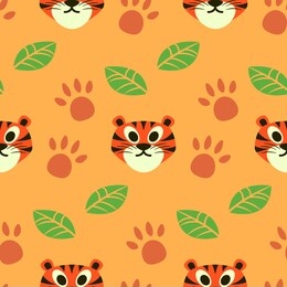 seamless cute tiger animals pattern, vector illustration eps 10.