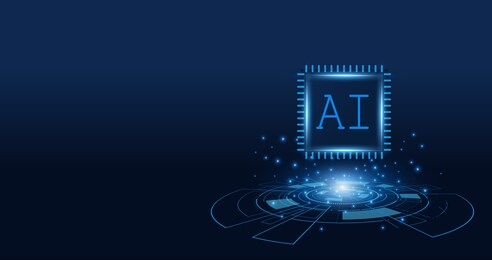 artificial intelligence ,ai chipset on circuit board, futuristic technology concept