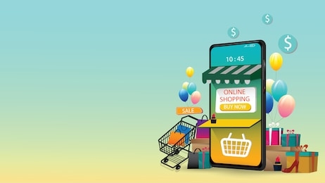 shopping online on mobile application concept marketing and digital vector.