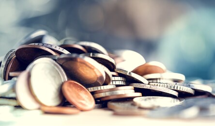 pile of euro coins - currency of the european union - cconcept of financial management - shallow depth of field