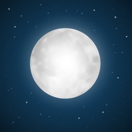 vector full moon illustration with stars