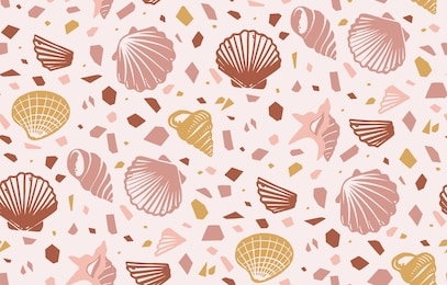 seamless pattern of shells and terrazzo