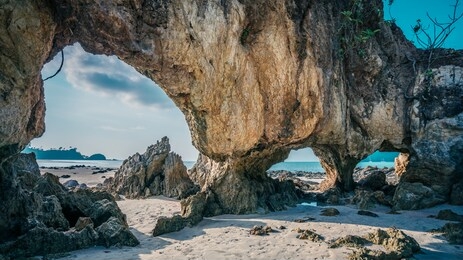 stone cave with sea view