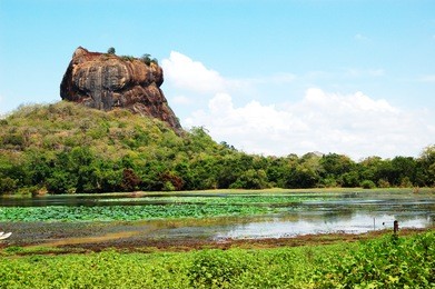 the sigiriya (lion's rock) is an ancient rock fortress and palace ruins, sri lanka