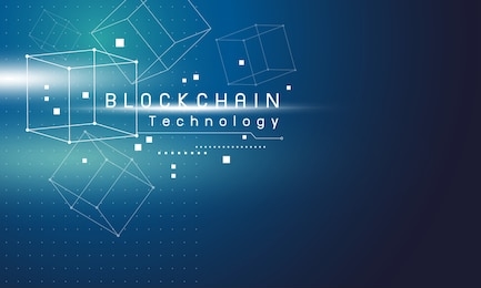 blockchain technology design on blue background vector illustration
