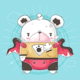 illustration of teddy bear dressed as hero