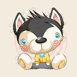 cute husky puppy with clothes