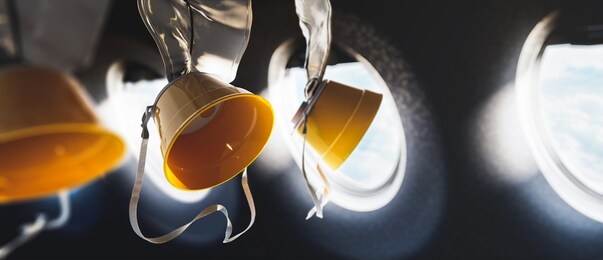 airplane oxygen masks / 3d rendering, illustration