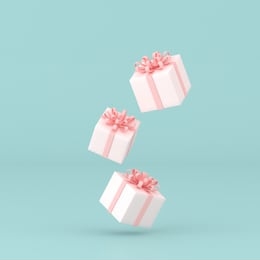 minimal conceptual idea of present box floating on pastel background. 3d rendering 