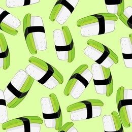 vector seamless pattern with avocado nigiri sushi. beautiful food design elements.